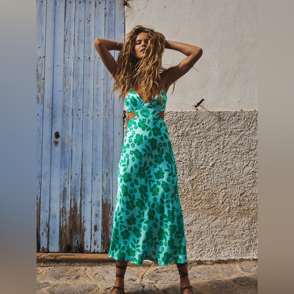 Floral Green Midi Dress